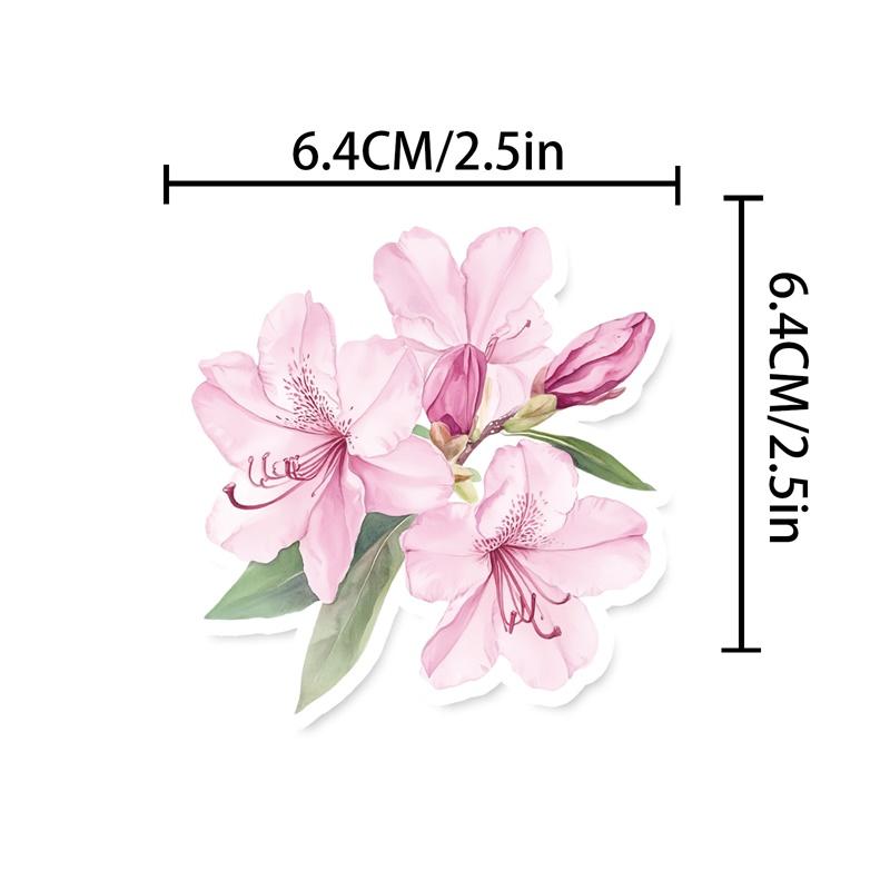 50PCS Cute Pink Flower PET Sticky Sticker Aesthetic Tear Open DIY Decoration Scrapbooking Stationery Supplies