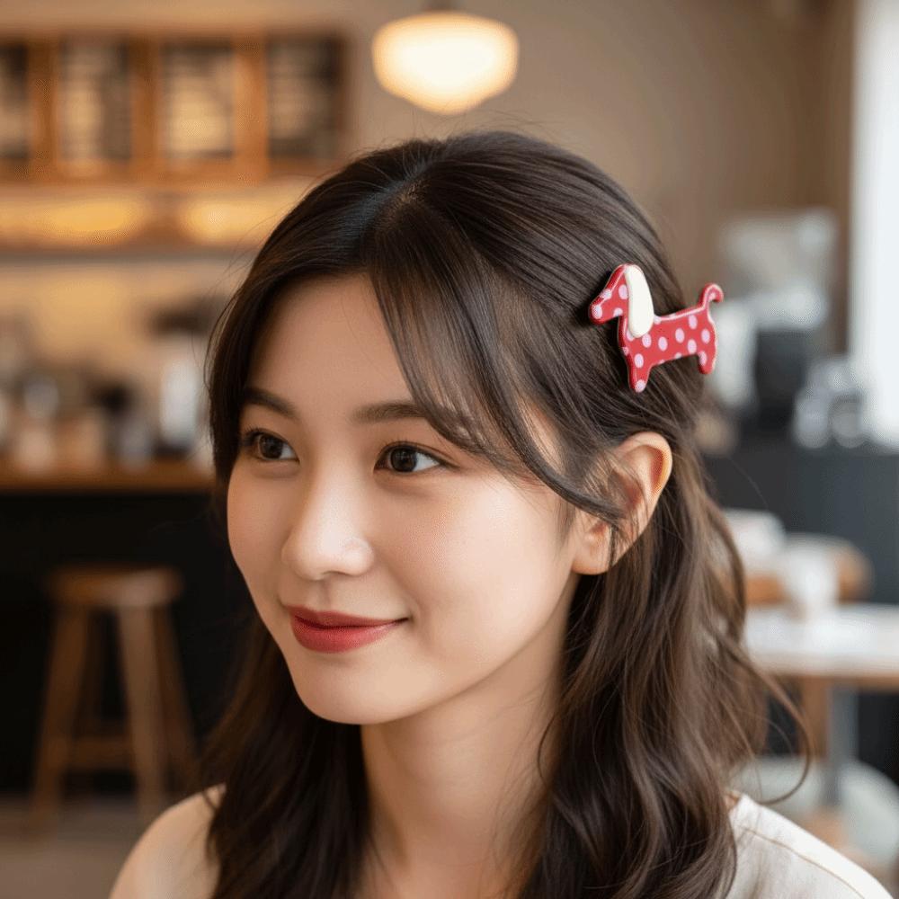 Geometry Polka Dot Dog Hair Claw Pvc Cartoon Hairpin Creative Dachshund Hair Clip Female