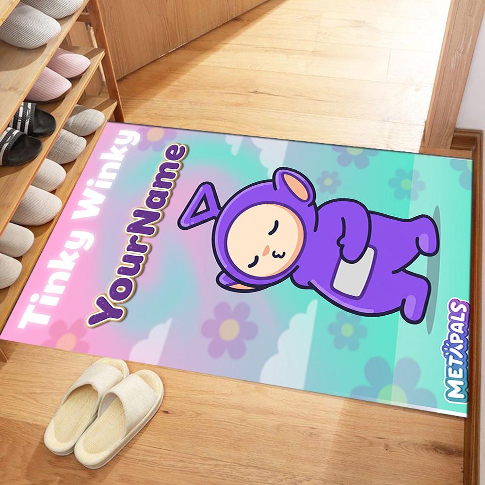 Teletubbies Customized Name Floor Mat Suitable for Dormitory Game Room Living Rooms Foyer Anti-slip Rug Office home decor