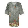 Women's T Shirt Tee Printed Women's Shirts V Neck Short Sleeve Button Up Tunic Tops Blouse