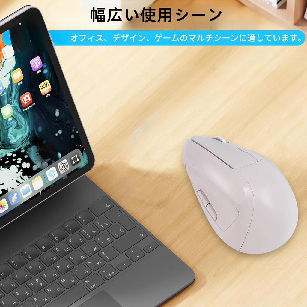 Ergonomic Wireless Mouse, Bluetooth & 2.4G, Vertical Design, Quiet, 7 Buttons, Type-C Rechargeable, 3-Level DPI Switching, USB Multi-Pairing, Power
