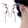 Gothic Punk Butterfly Ear Clip Women Fashion Red Rhinestones Elf Cosplay Earrings Party Jewelry Accessories Gift