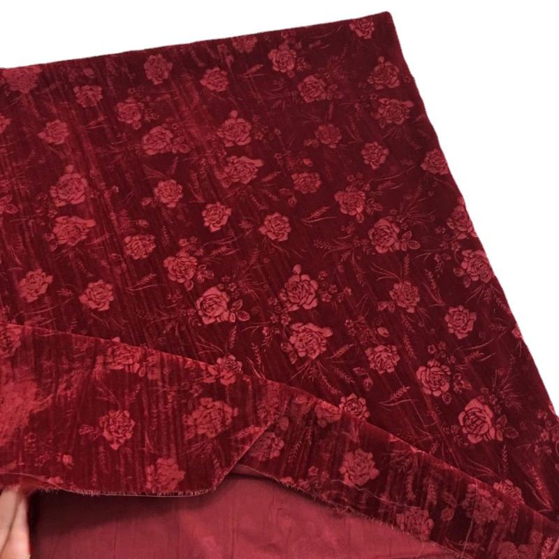 Ткань Жаккардовый Вельвет Брокат с Цветочным Узором Розы за Метр, Ткань с Тиснением для Шитья Юбки Ципао Одежды Своими Руками, Ширина 135см