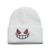 Beanie Anime Cartoon Big Mouth Red Eyes Embroidery Knitted Hat Pullover Thermal Hat Autumn and Winter Wool Hat Female