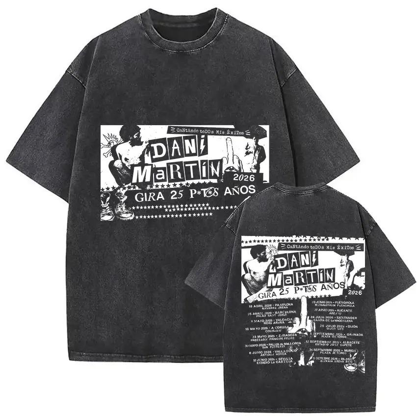 Vintage Washed Dani Martin Lo Que Me De La Gana Album Graphic TShirt Men Women Gothic Fashion Washed Vintage Loose soft