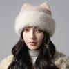 Plush Cat Ear Beanie Warm Pullover Hat Casual Knitted Winter Cap  Winter Wear