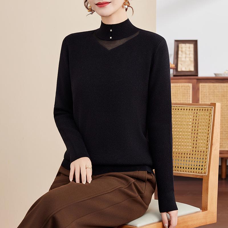 Mom's Winter Plus Velvet Red Sweater for the Year of the Horse - Warm Middle-Aged Women's Base Layer Top