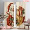 2pcs,2D Plane Printing Window Curtain Vintage Santa Claus Durable 100% Polyester Fabric (without Rod) Outdoor Decorations for
