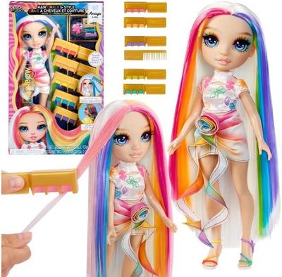 Кукла MGA Rainbow High Hair Chalk & Style Amaya Raine Кукла модная + Смываемые мелки для волос Аксессуары