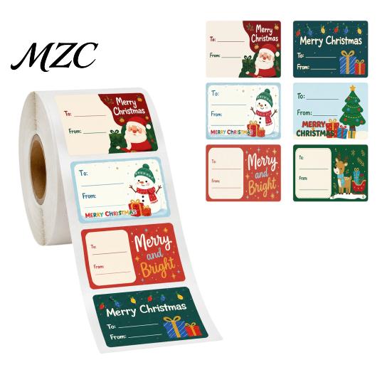 DIY Christmas Card Decorations 180PCS/Roll Writable Stickers, Self-Adhesive Decorative Labels, Featuring Snowman And Tree Gift Box Packaging Stickers