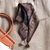 Silk Wool Double-Sided Heterochrome Ethnic Style Retro 70 Velvet Small Square Scarf Silk Scarf Women'S Warm Shawl Light Luxury Scarf Scarf