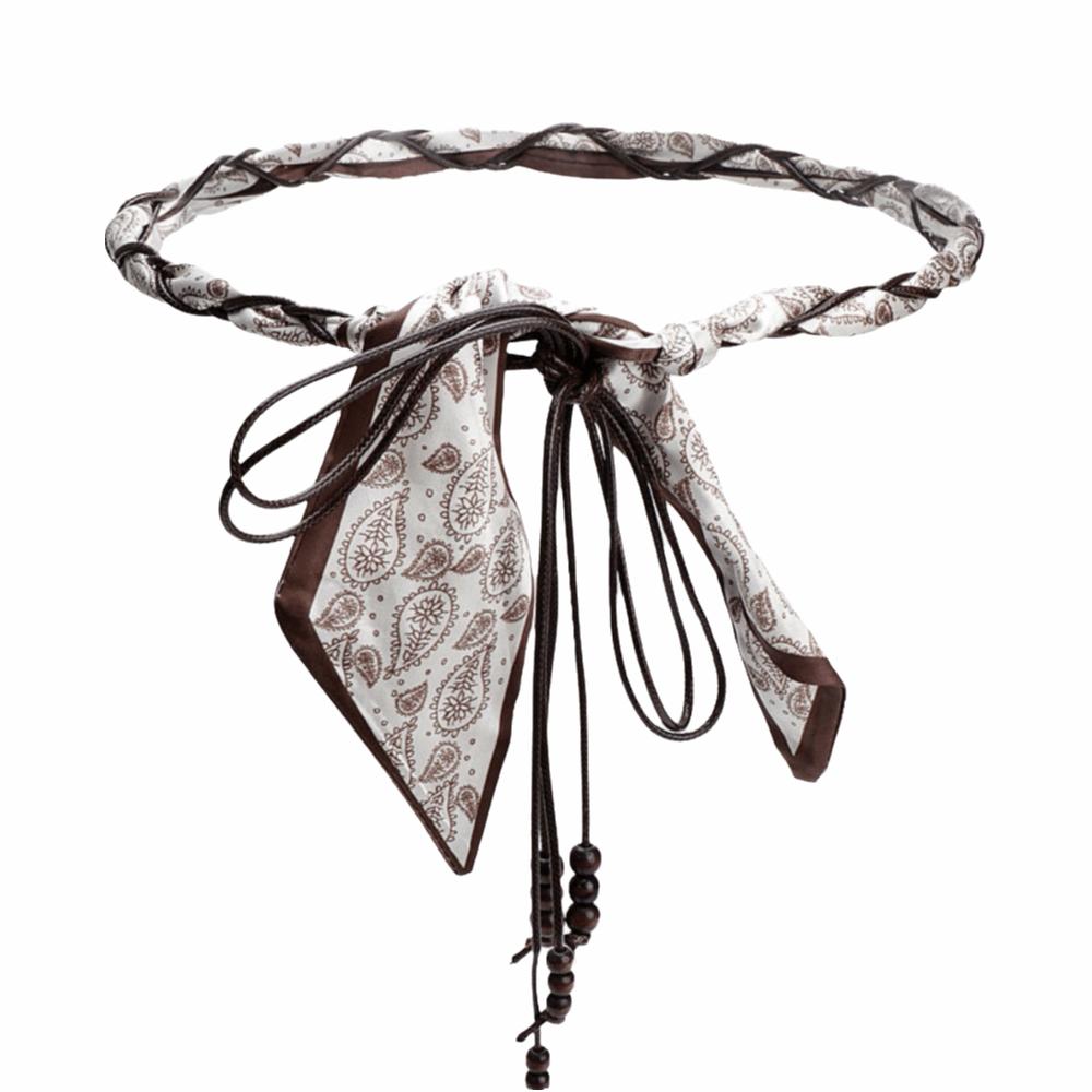 Wood Bead Tassel Flower Waist Chain Vintage Design Decorative Waist Rope With Skirt