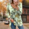Women Autumn Trumpet Hummingbird Printed Long Sleeve T-Shirts Loose V-Neck Plus Size Tee Shirt Tops Comfy Blouse