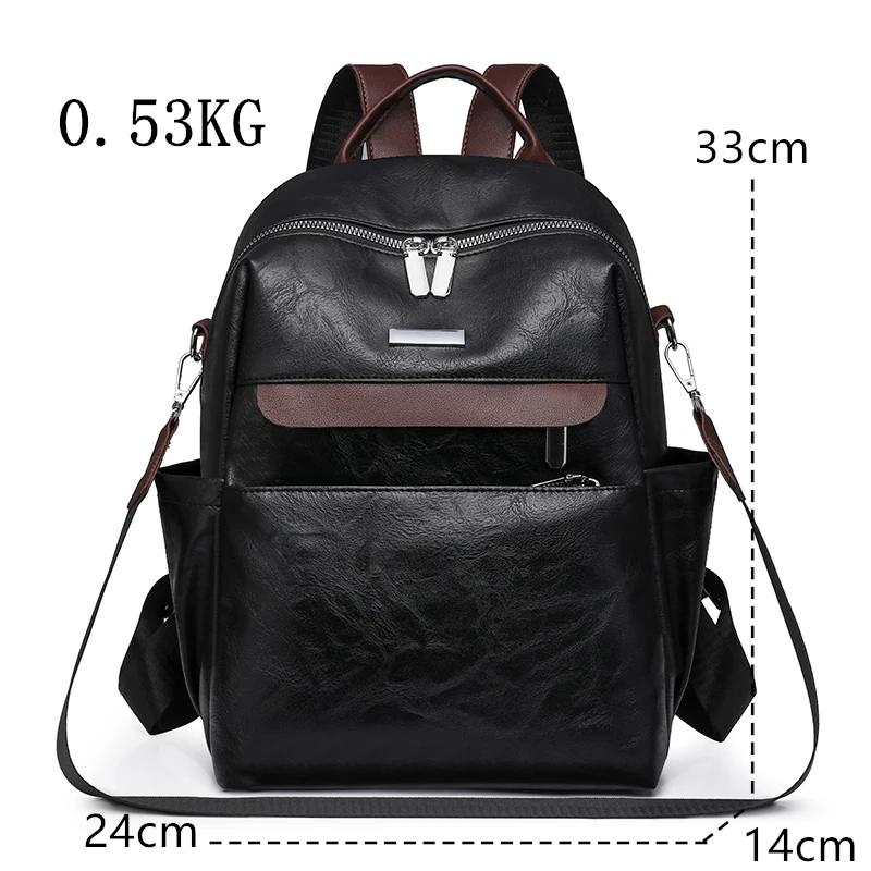 Fashion Luxury leather backpack women vintage shoulder bag high capacity travel backpack school bags girls mochila feminina