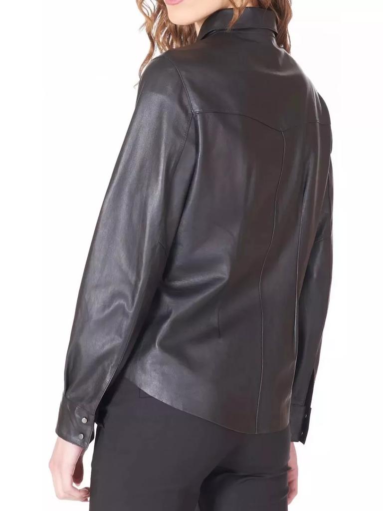 Рубашка из натуральной кожи ручной работы женская черная дизайнерская повседневная стильная 100% овчина натуральная