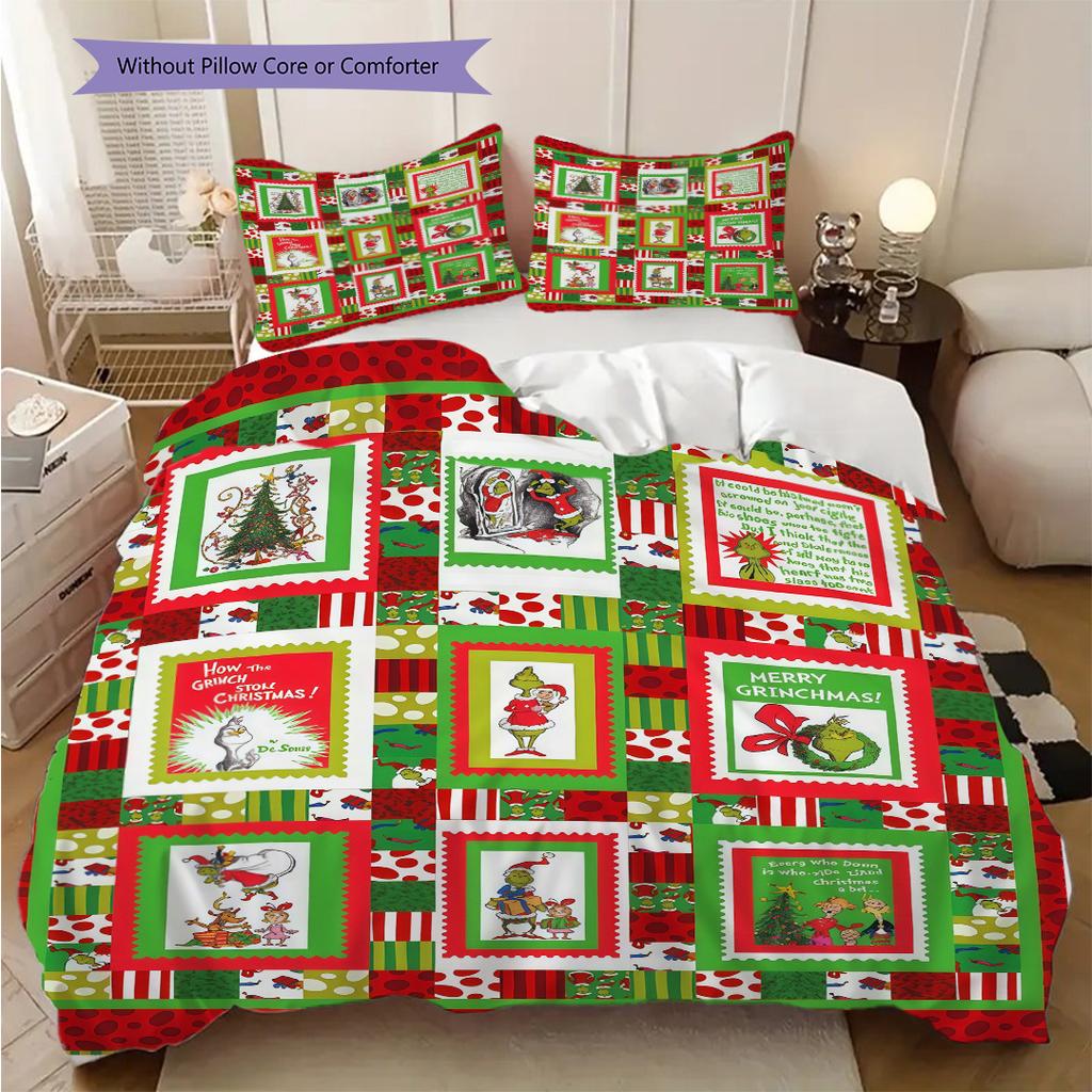 Whimsical Holiday Cheer Bedding(1 * duvet cover + 2 * pillowcase, without core)Soft and comfortable Christmas birthday gift