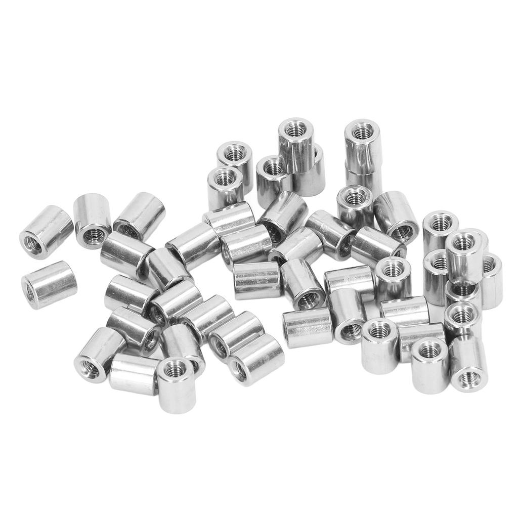 50Pcs M4 Female Thread Coupling Nut Rugged Stainless Steel Maintenance Cylindrical Coupling Nut Kit