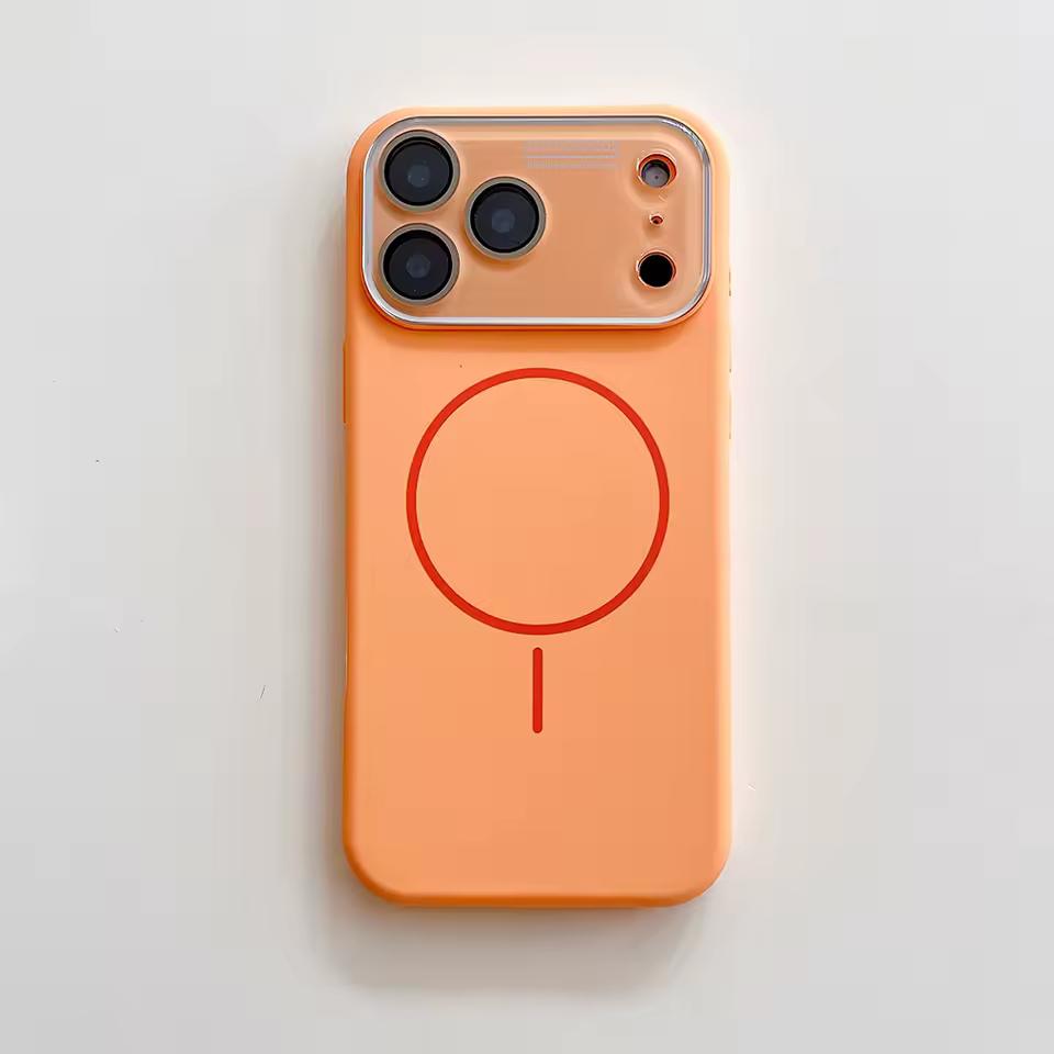 Магнитный чехол для телефона с большим окном для iPhone 17 16 15 14 Pro Max Magsafe Жидкий силикон Роскошная противоударная защитная крышка