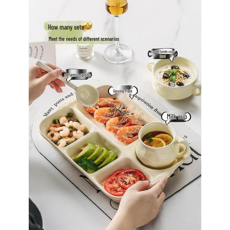 HANDUNYOU Ceramic Divided Breakfast Plate