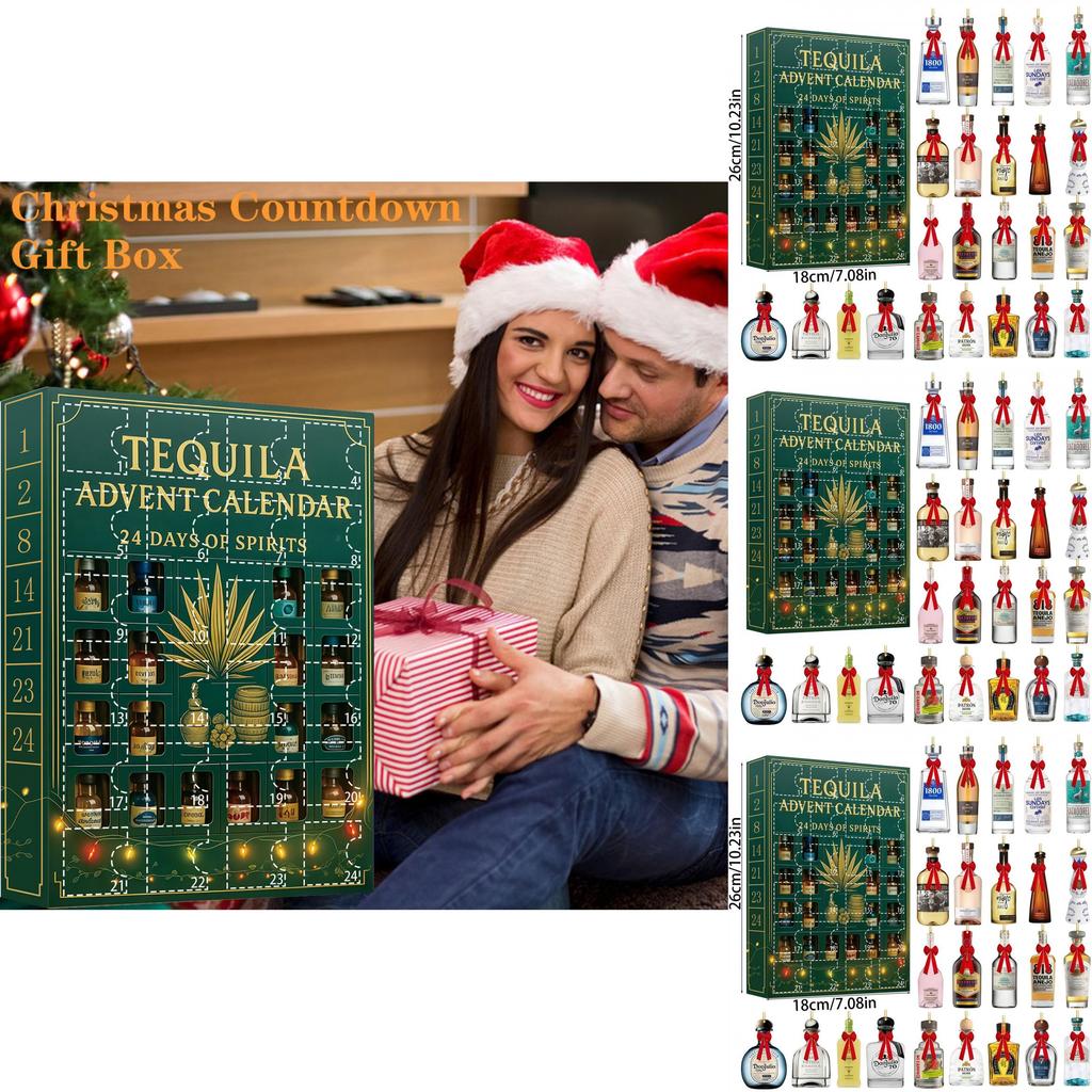Бутылка текилы Рождественский адвент-календарь с акриловыми плоскими украшениями для обмена подарками на праздник