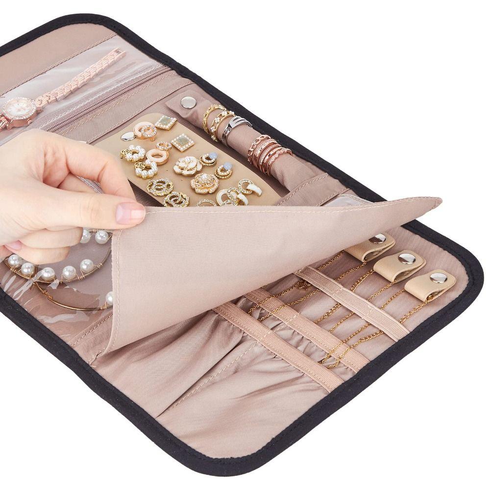Foldable Jewellery Storage Bag with Zipper Jewelry Case  for Rings/Necklace/Earrings