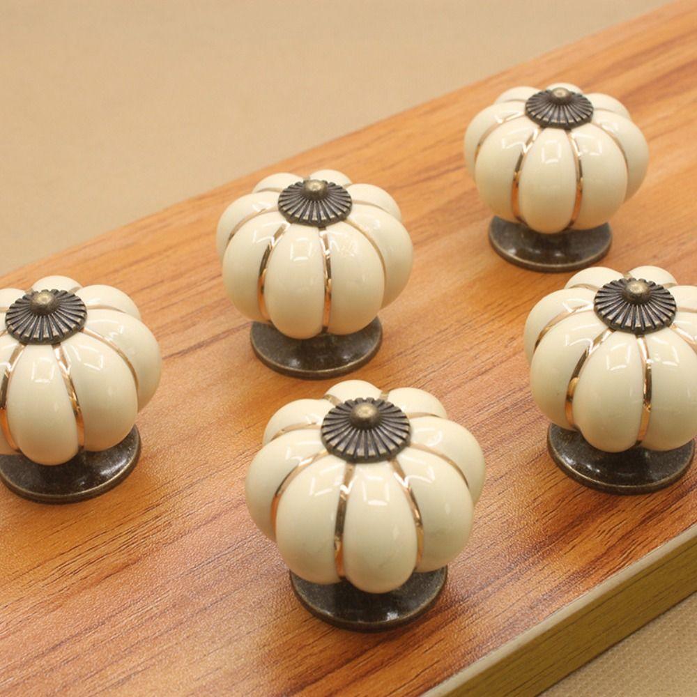 Керамическая ручка-тыква в европейском стиле с одним отверстием для ящика, ручки-ручки для дверей в стиле ретро, кухонные ручки