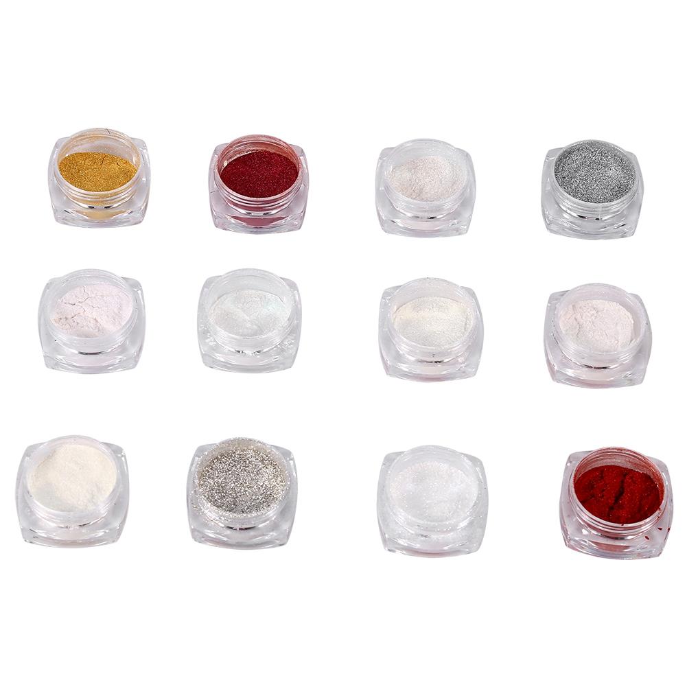 8 г/Флакон Глиттер для нейл-арта Пудра Магическое зеркало Хромированная Мерцающая Пыль С Кистью 12 Цветов