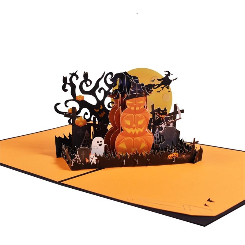 3D Pop-up Открытка-приглашение на Хэллоуин с тыквой Приглашение на фестиваль Поздравительные открытки на День благодарения Новый год