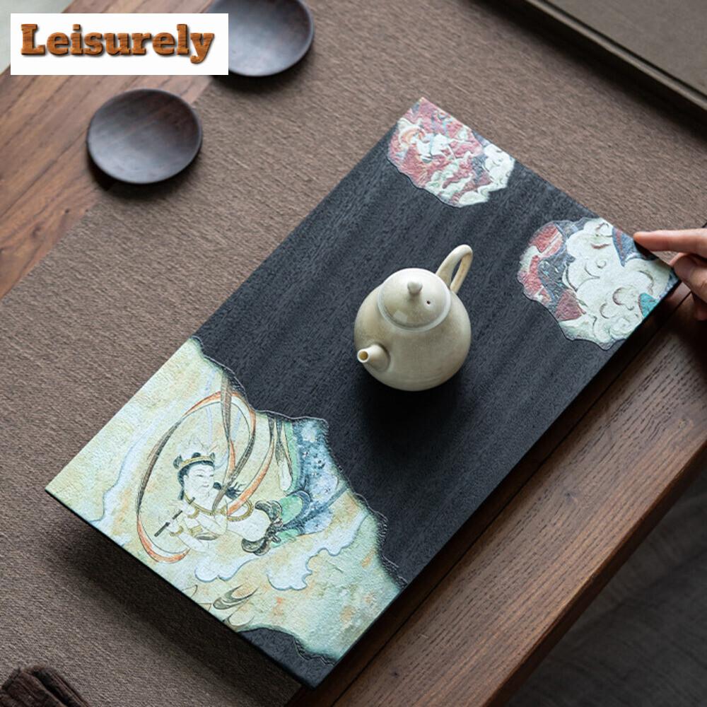 Dream Back Dunhuang Rectangular Dry Brew Table Tea Tray Solid Wood Pot Bearing Plate Household Small Pot Base Kung Fu Tea Set