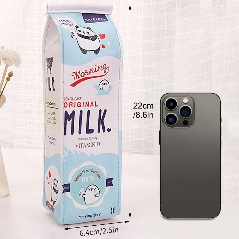 1PC Creative Cute Milk Carton Pen Bag, Large Capacity Stationery Storage Box, Suitable for Pens, Rulers, Cosmetics
