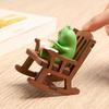 Miniature Frog Figurines Cute Frog Sculpture with Rocking Chair, Desk Decoration Collectibles Gift