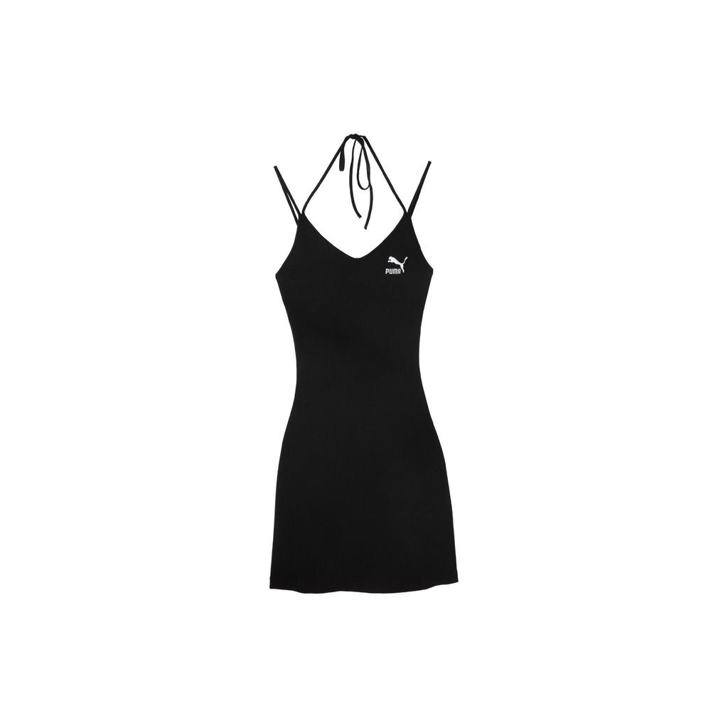 Puma Ribbed V-Neck Sleeveless Dress Women Dress Black 630530-01
