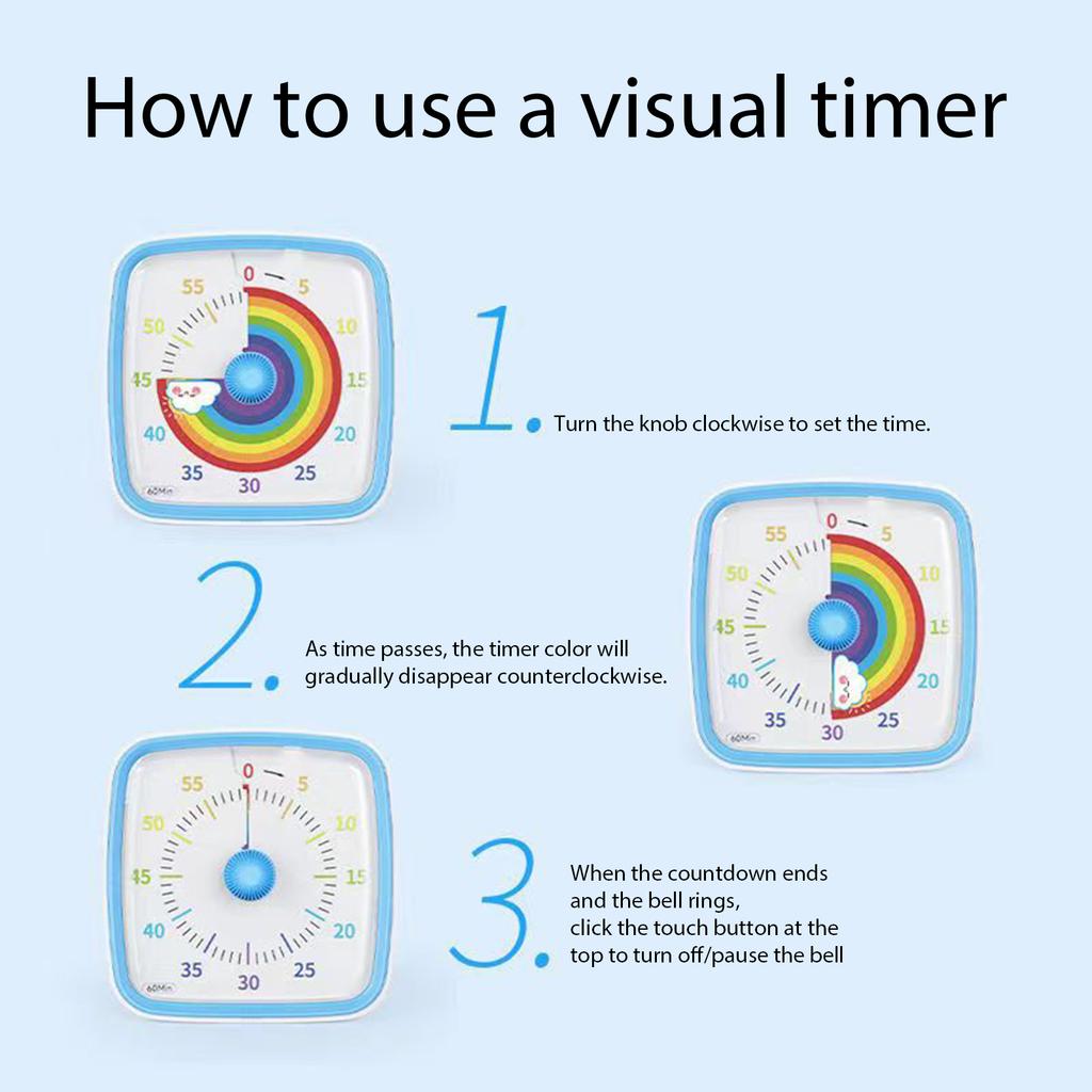 Yunbaoit Visual Timer for Kids Study Time Management Silent Countdown Timer with Colorful Display for Home School Office