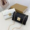 Trendy Fashion Rhombus Embroidered Small Square Bag Simple Casual Lock Chain Shoulder Messenger Bag Mobile Phone Bag