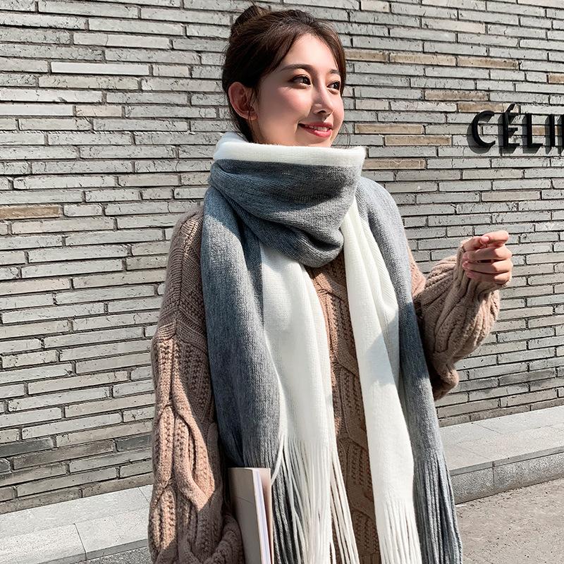 New Scarf for Women In Autumn and Winter Korean Version Warm and Versatile Student Couple Soft Girl Ins Ladies Knitted Scarf Men
