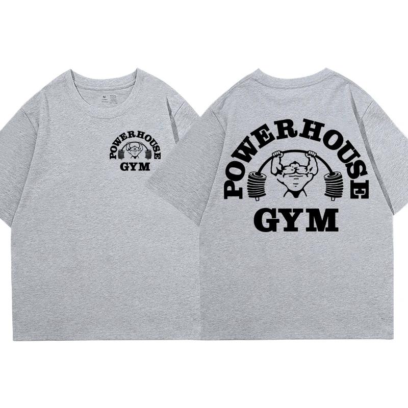 Графическая футболка Powerhouse Gym Мужская Женская Одежда Смешная Оверсайз Футболка с Коротким Рукавом Харадзюку Гик Фитнес Винтажная Футболка