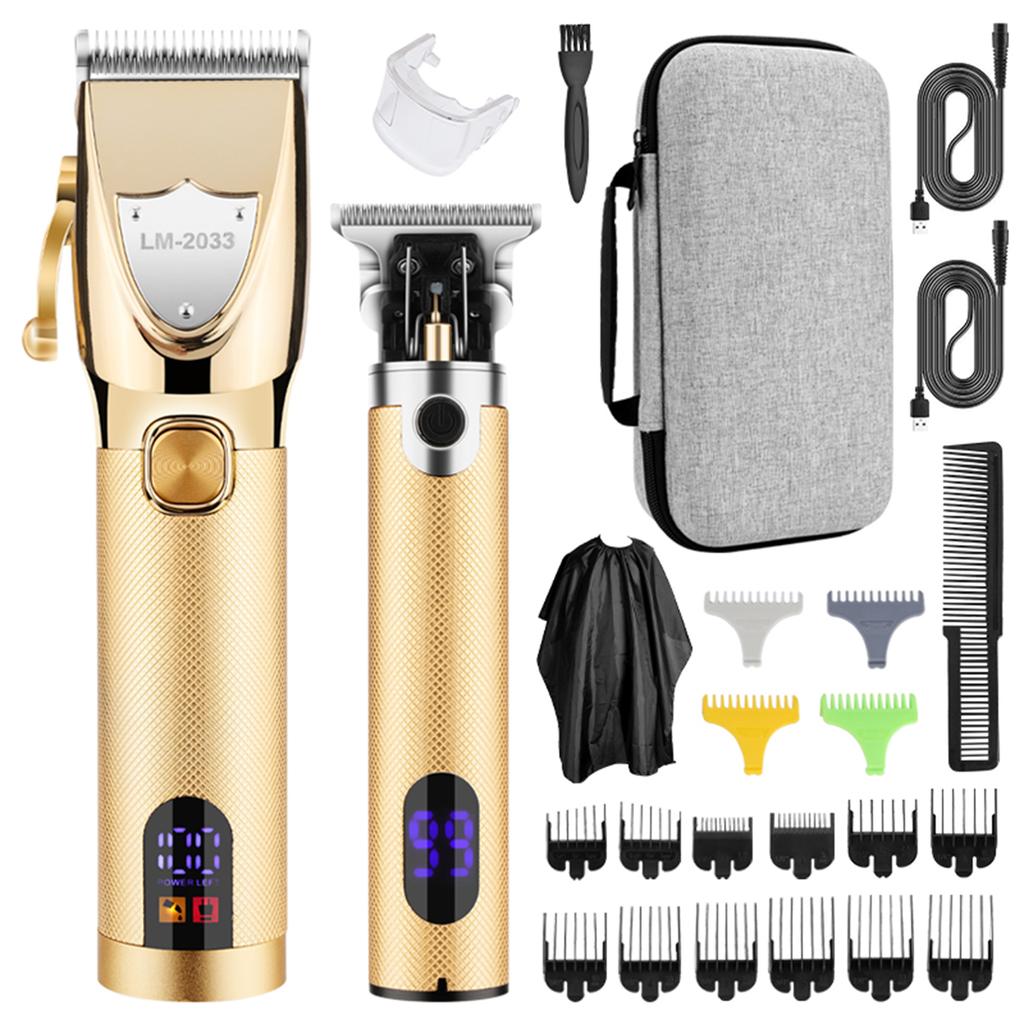 Men Hair Clippers Cordless Barber Hair Cutting Machine Kit Haircut Grooming Set LEDs Digital