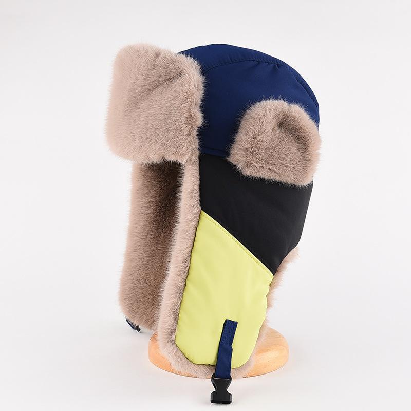 Шапка в тон, мужская зимняя теплая с защитой ушей, толстая хлопковая шапка, женская, корейская версия, для улицы, для катания на лыжах, для велоспорта, от холода, шапка-ушанка