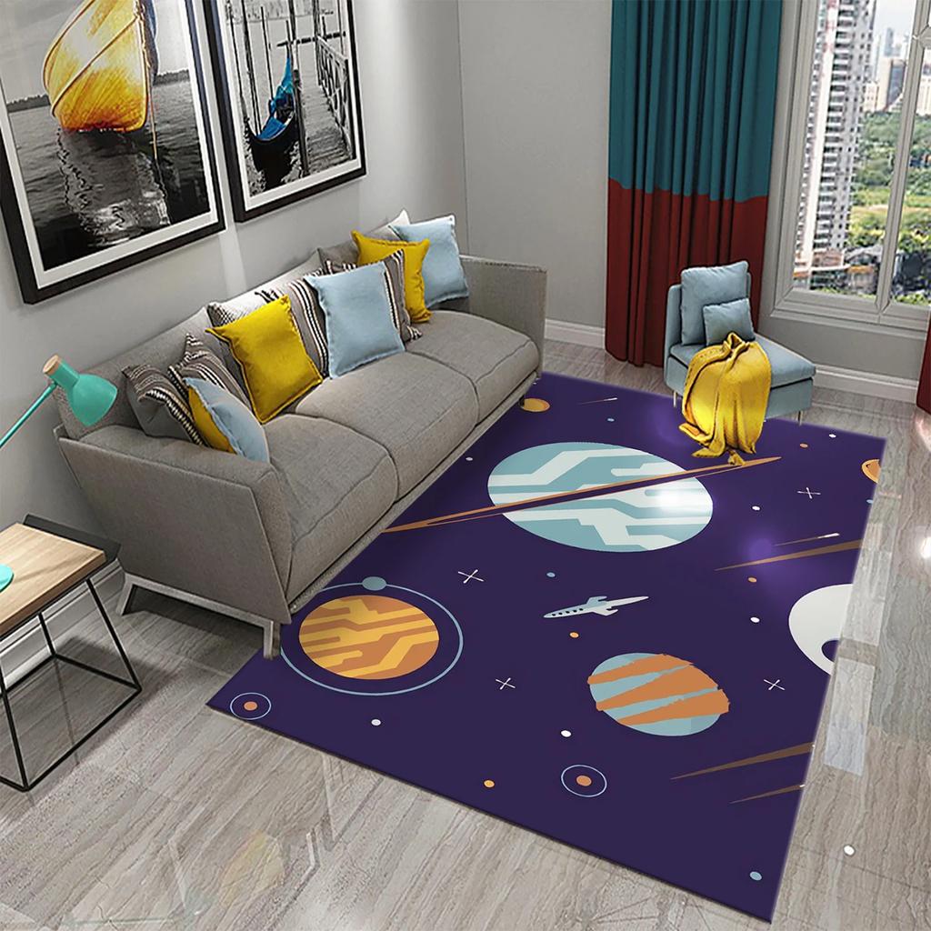 3D Мультяшный Ковер Астронавт Ракета для Гостиной Спальни Декор Ковер Зональный Детский Игровой Ползающий Мат Напольные Коврики Кухонный Нескользящий Ковер