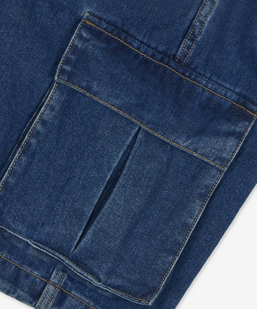 AGOD Bermuda Wide Single-Pleat Cargo Denim Shorts [Indigo]