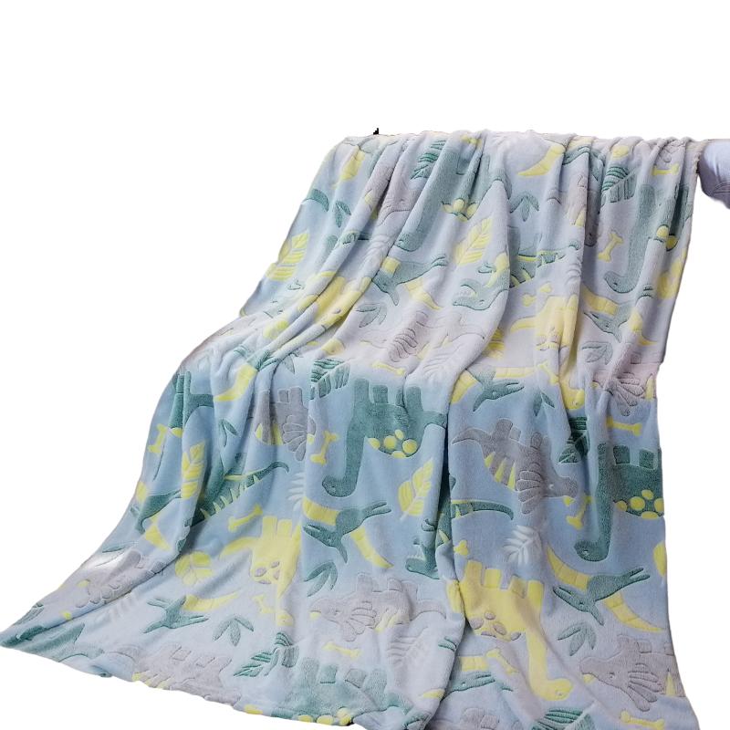 Glow in the dark blanket 150x200 colorful fluo dinosaurs