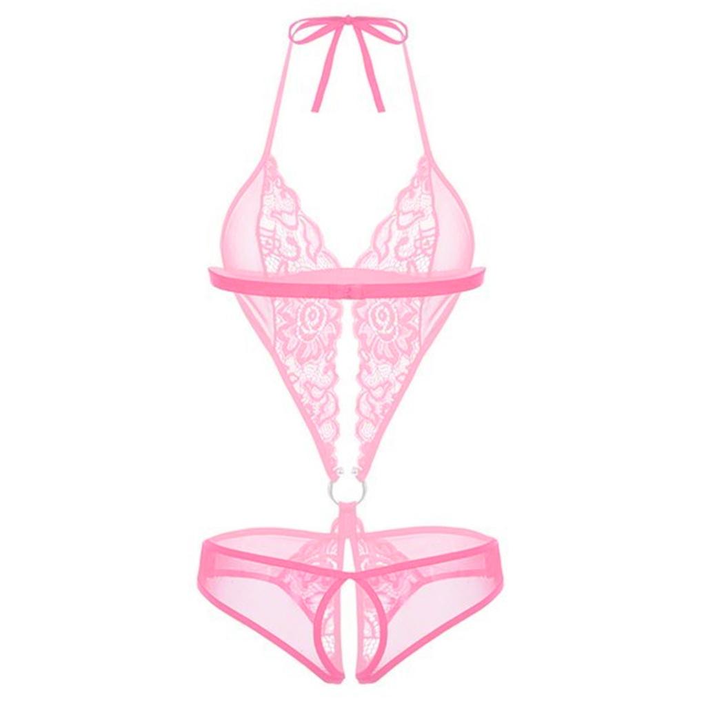 Женское сексуальное женское белье, кружевное цельное нижнее белье с глубоким V-образным вырезом и открытой спиной на шнуровке