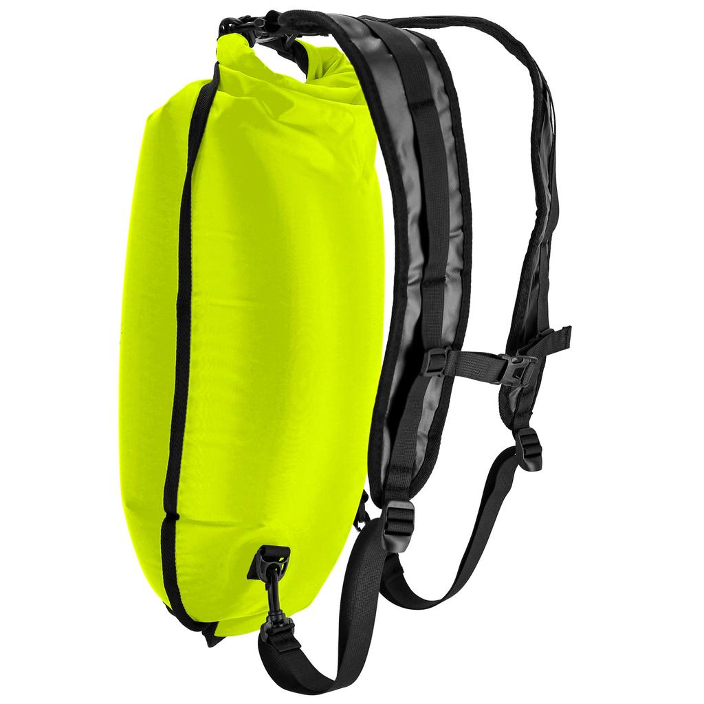 3-in-1 inflatable safety buoy, dry pocket + backpack - green