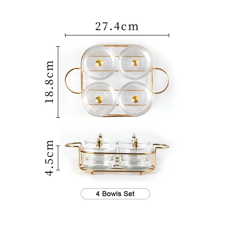 Стеклянная посуда Nordic Luxury, маленькие фруктовые десертные закуски, сервировочные миски с пыленепроницаемой крышкой, бытовые тарелки для подачи еды на вечеринку