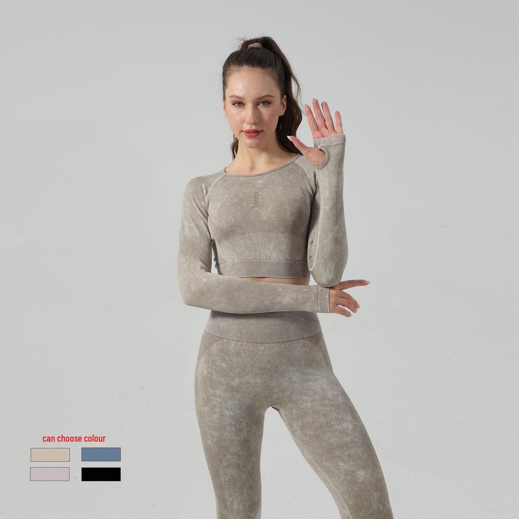 Women's High-Waist Yoga Set: Hip-Lifting Pants & Long-Sleeve Top