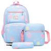 School Bag Casual Three-piece Backpack New Fashion Smudge Practical Backpack Large Capacity Middle School Student School Bag Fashion