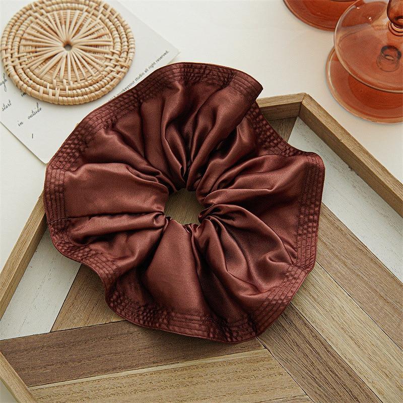 Oversized Solid Color Scrunchies Korean Satin Large Elastic Hairbands Hair Rings Rubber Band For Women Ponytail Hair Accessories