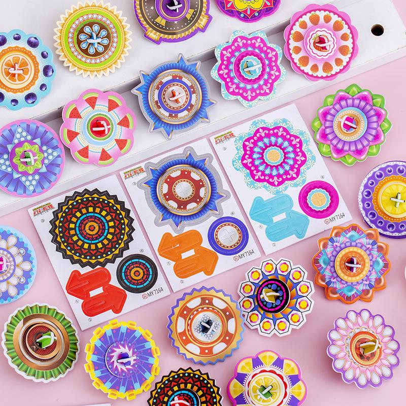 40Pcs DIY Mini 3D Paper Jigsaw Puzzles Gyro Spinning Top Toys for Kids Birthday Party Favors Baby Shower Gift Pinata Fillers