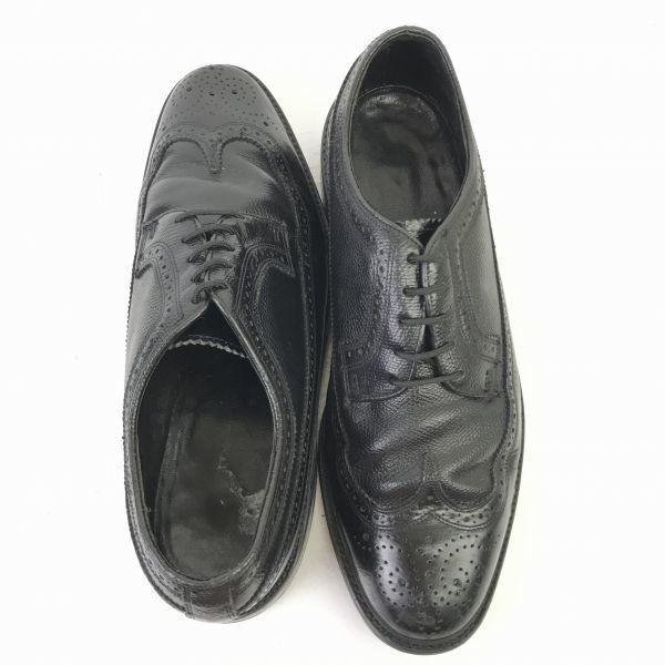 Винтажные 80-90-е / Сделано в США / FLORSHEIM Long Wingtip Goodyear Welt Кожаные туфли Черные / 8.5E / 26.0-26.5см/(ИСПОЛЬЗОВАЛ)