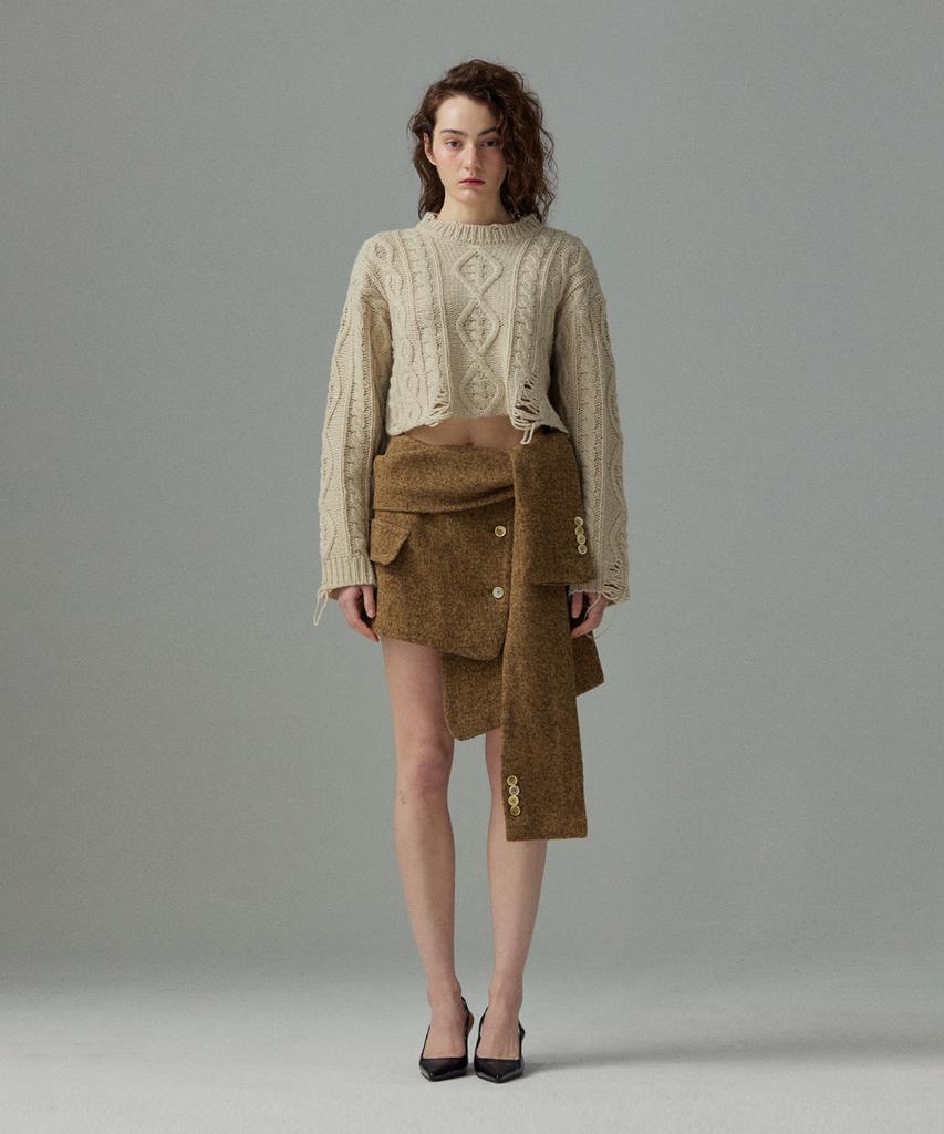 Meuameu Tweed Layered Cover-Up Skirt